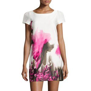 Milly Chloe Watercolor Floral Sheath Pink Dress